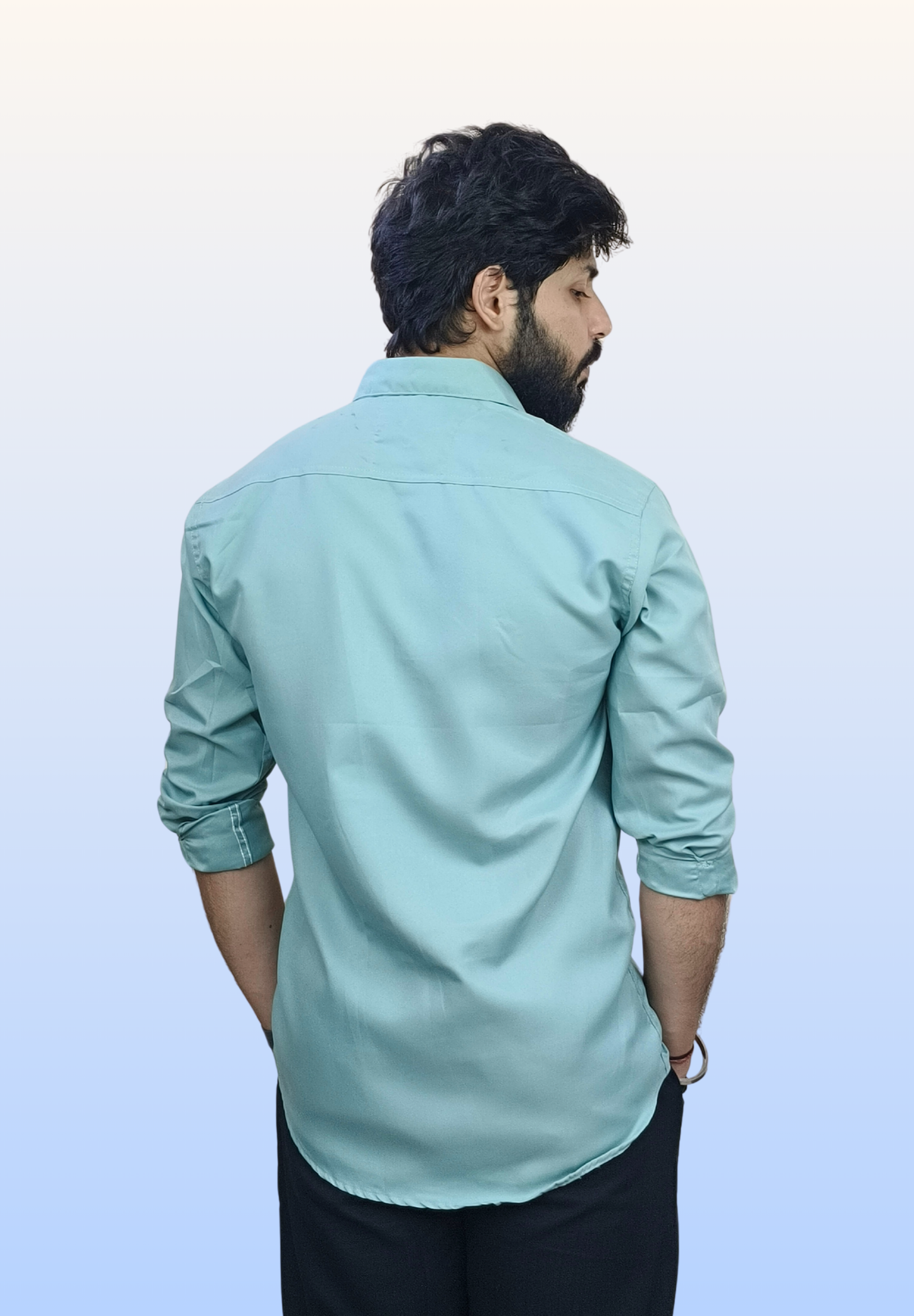 Men's Aqua Teal Cotton Shirt