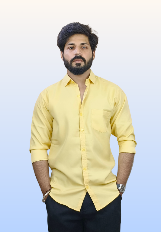 Men's Butter Yellow Cotton Shirt