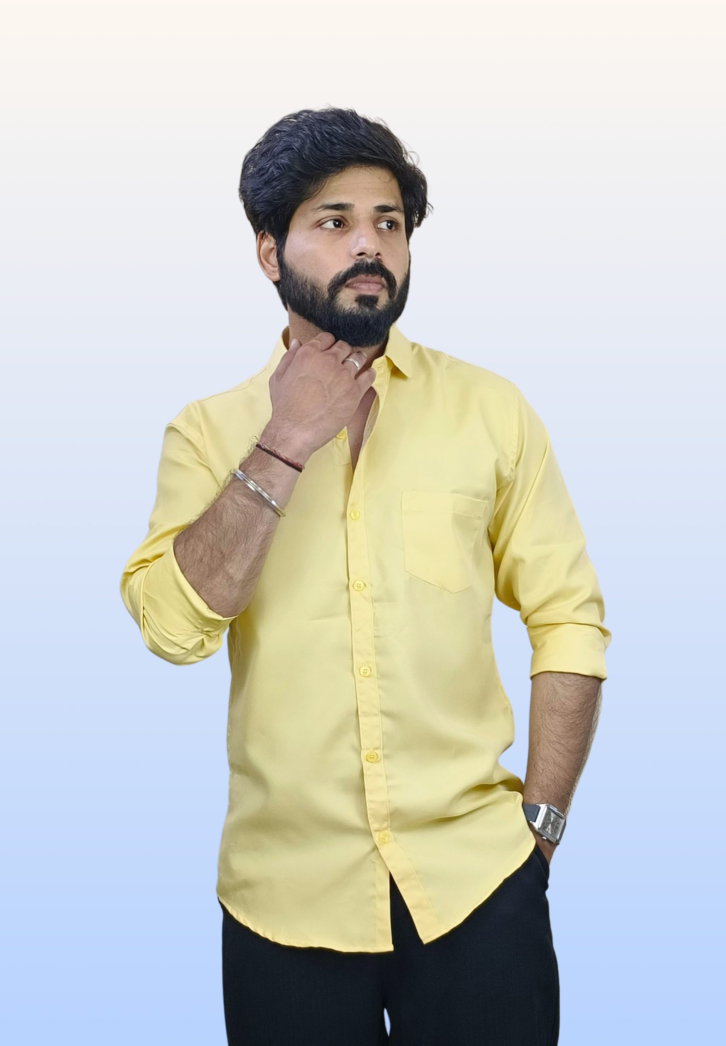 Men's Butter Yellow Cotton Shirt