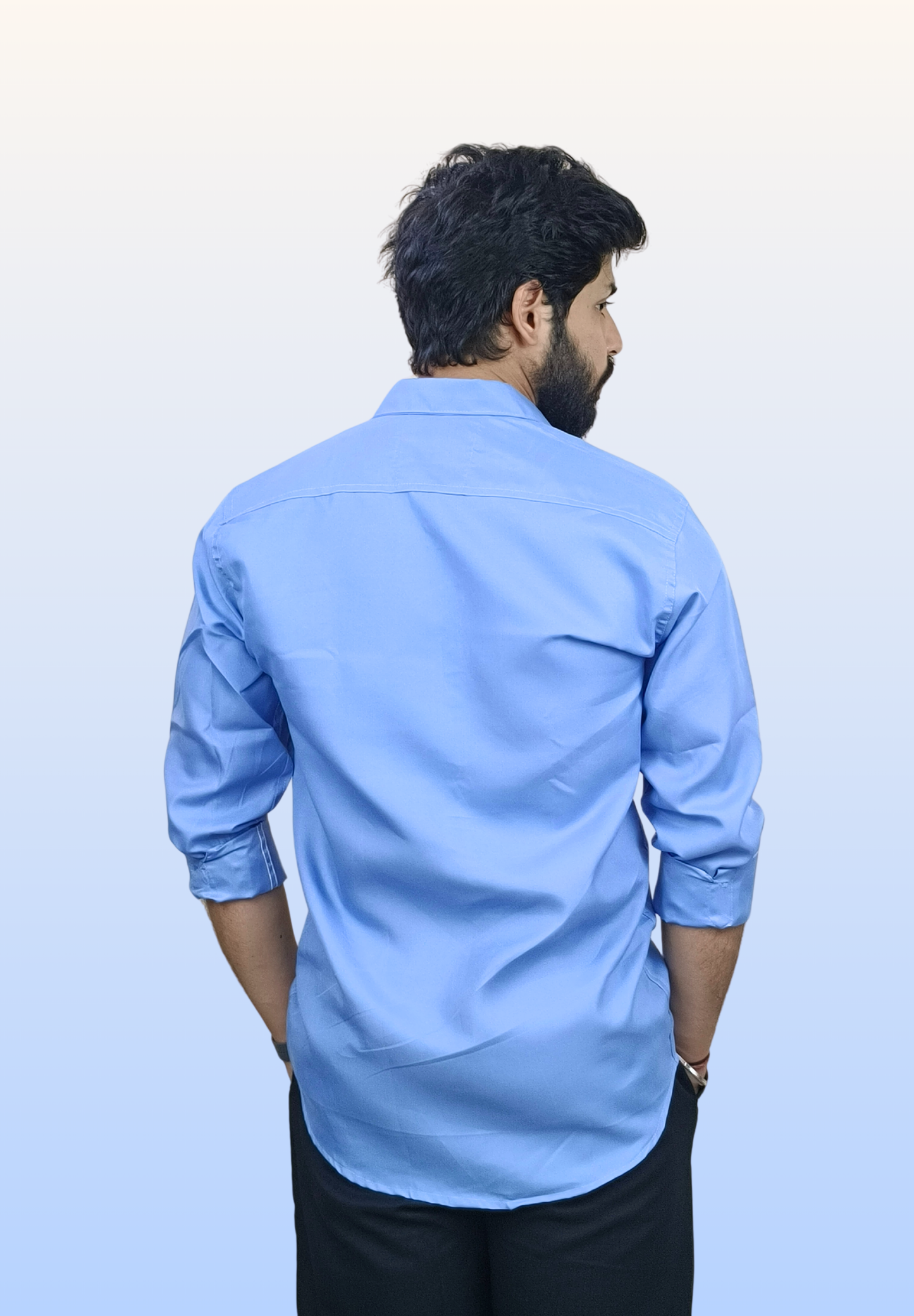 Men's Ice Blue Cotton Shirt
