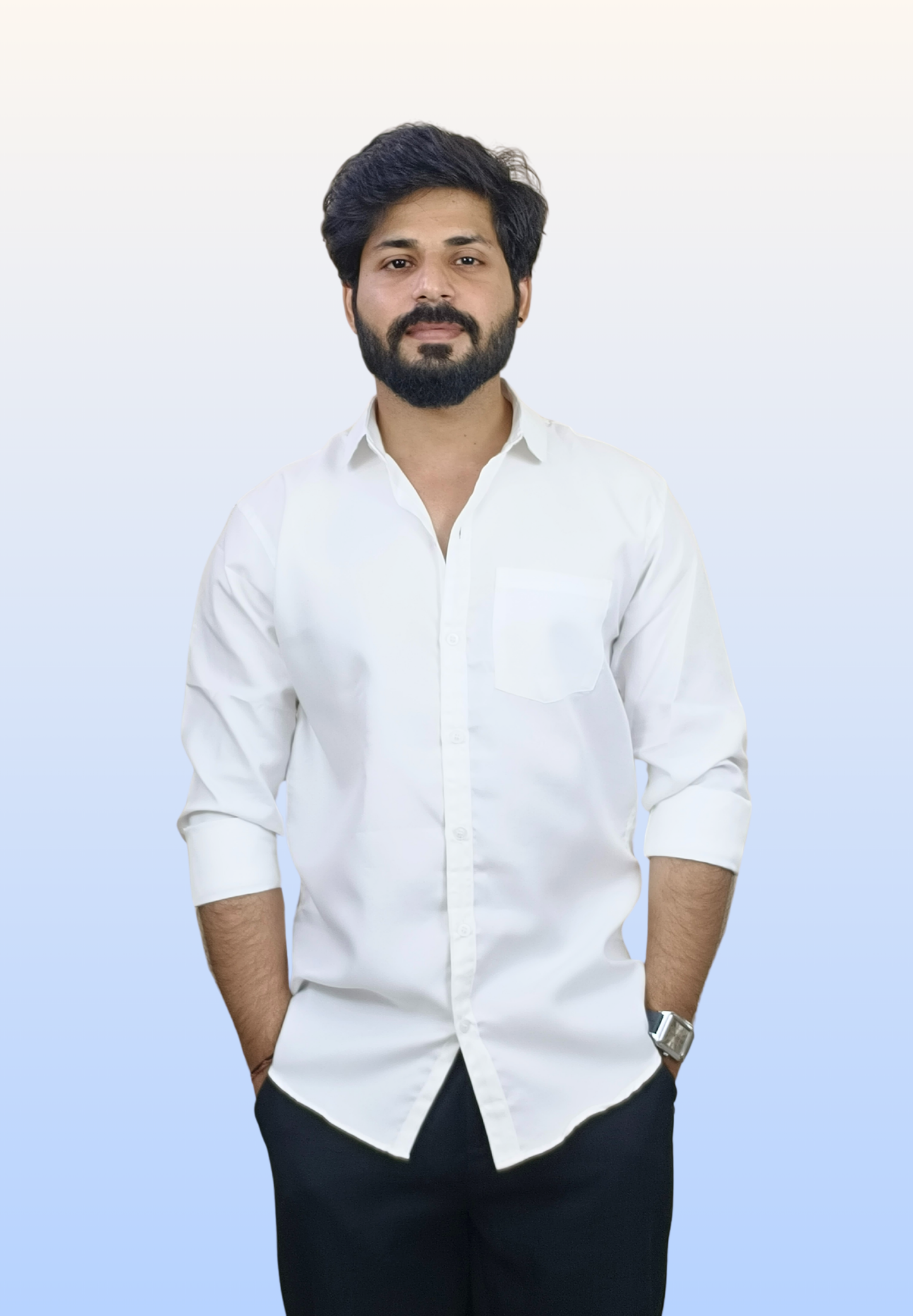 Men's Plain White Cotton Shirt