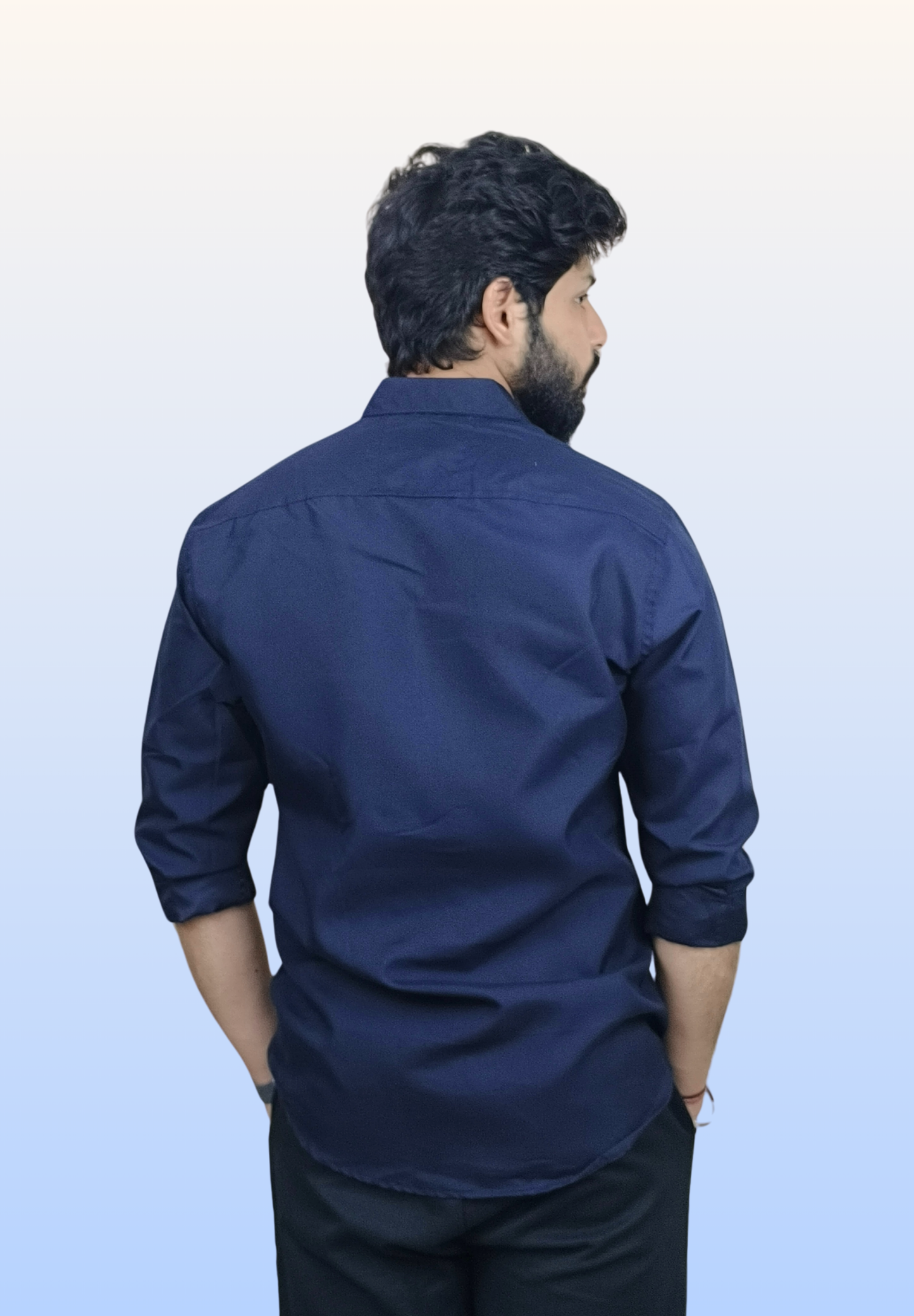 Men's Dark Blue Cotton Shirt