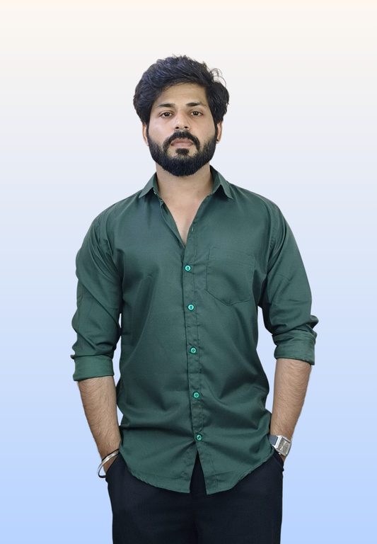 Men's Dark Green Cotton Shirt