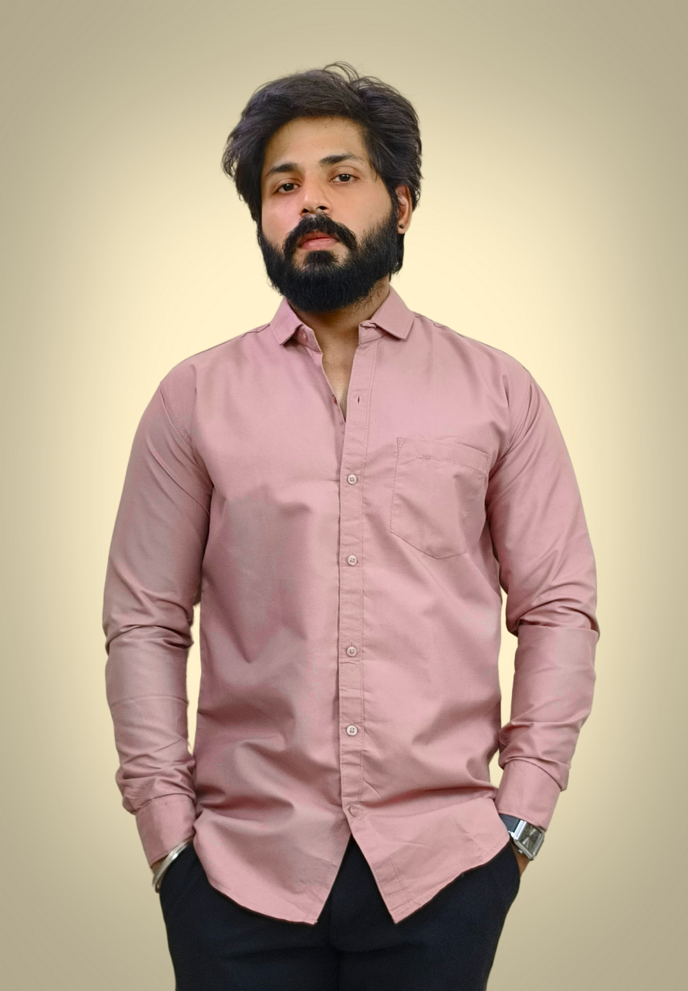 Men's Dusty Rose Cotton Shirt