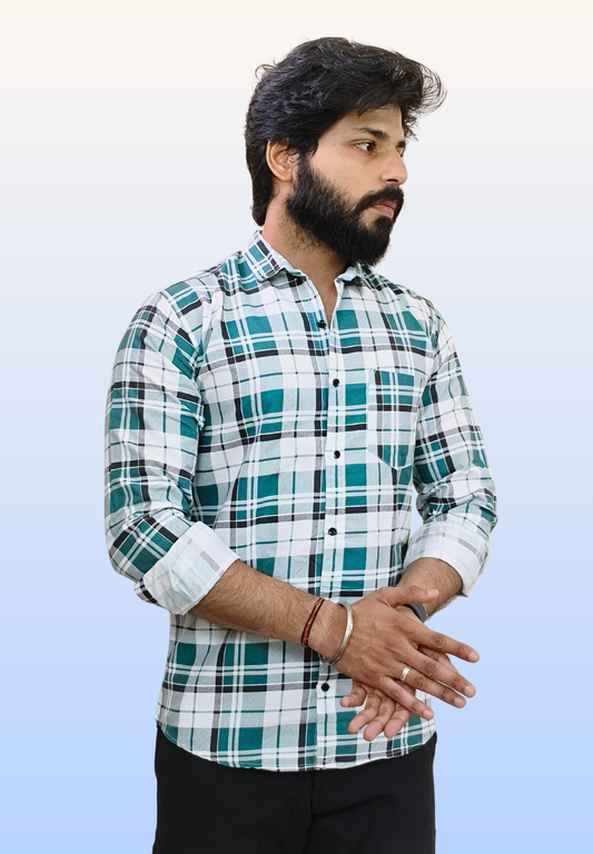 Men's Firozi Check Shirt