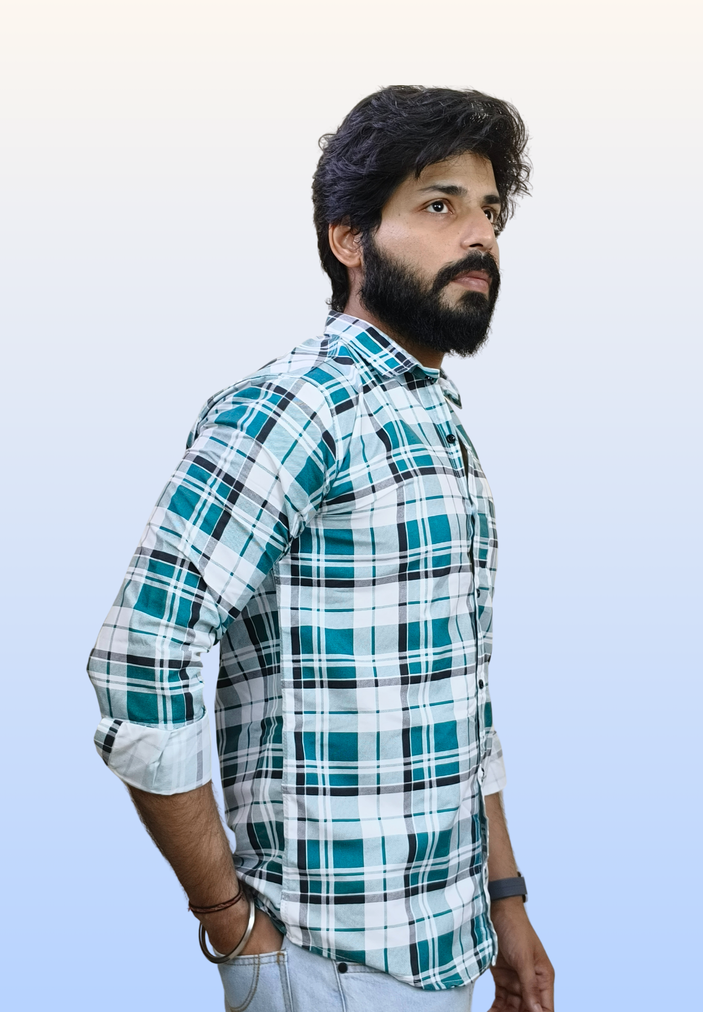 Men's Firozi Check Shirt