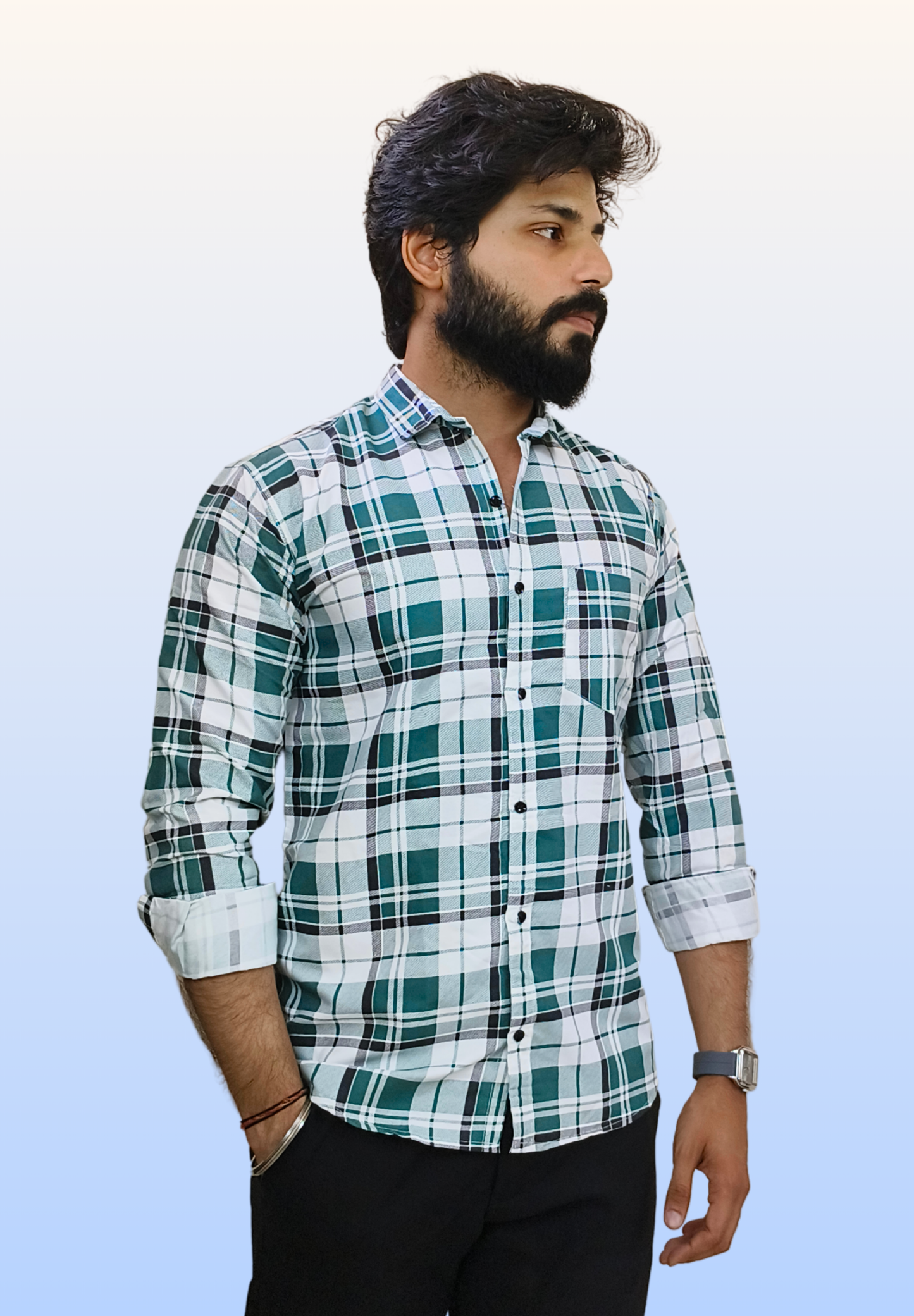 Men's Firozi Check Shirt