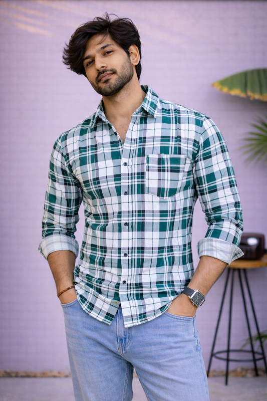 Men's Firozi Check Shirt