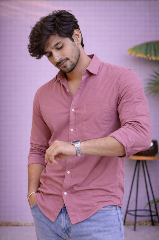 Men's Dusty Rose Cotton Shirt