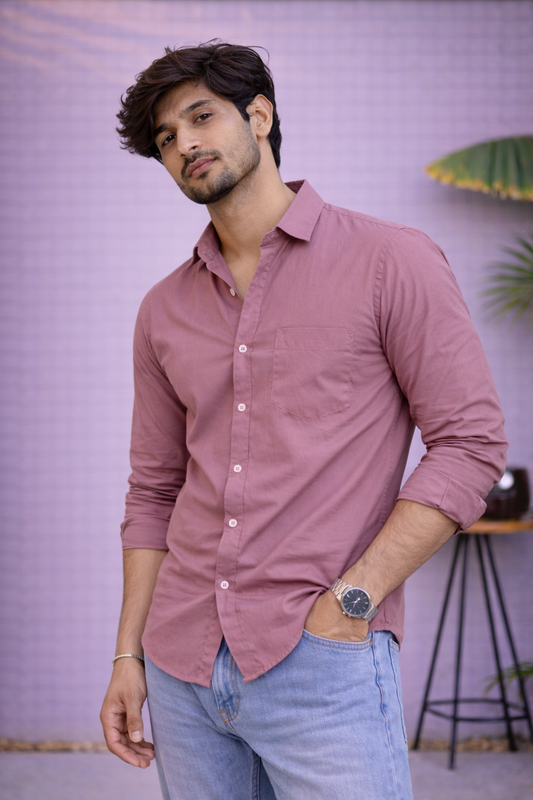 Men's Dusty Rose Cotton Shirt