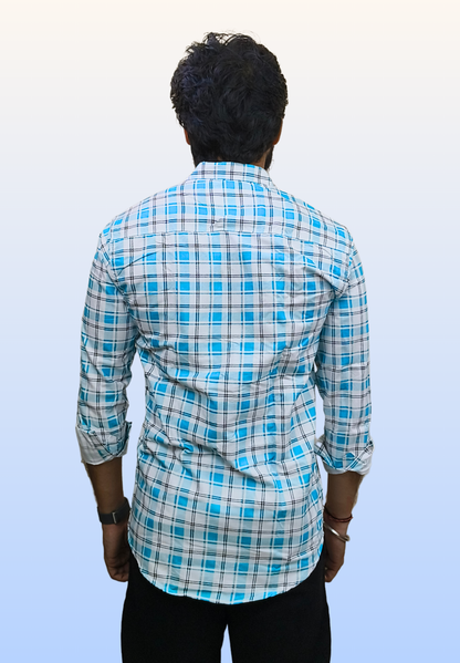 Men's Skyblue Check Shirt