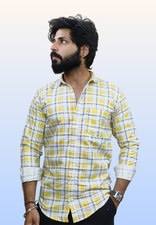 Men's Yellow Check Shirt