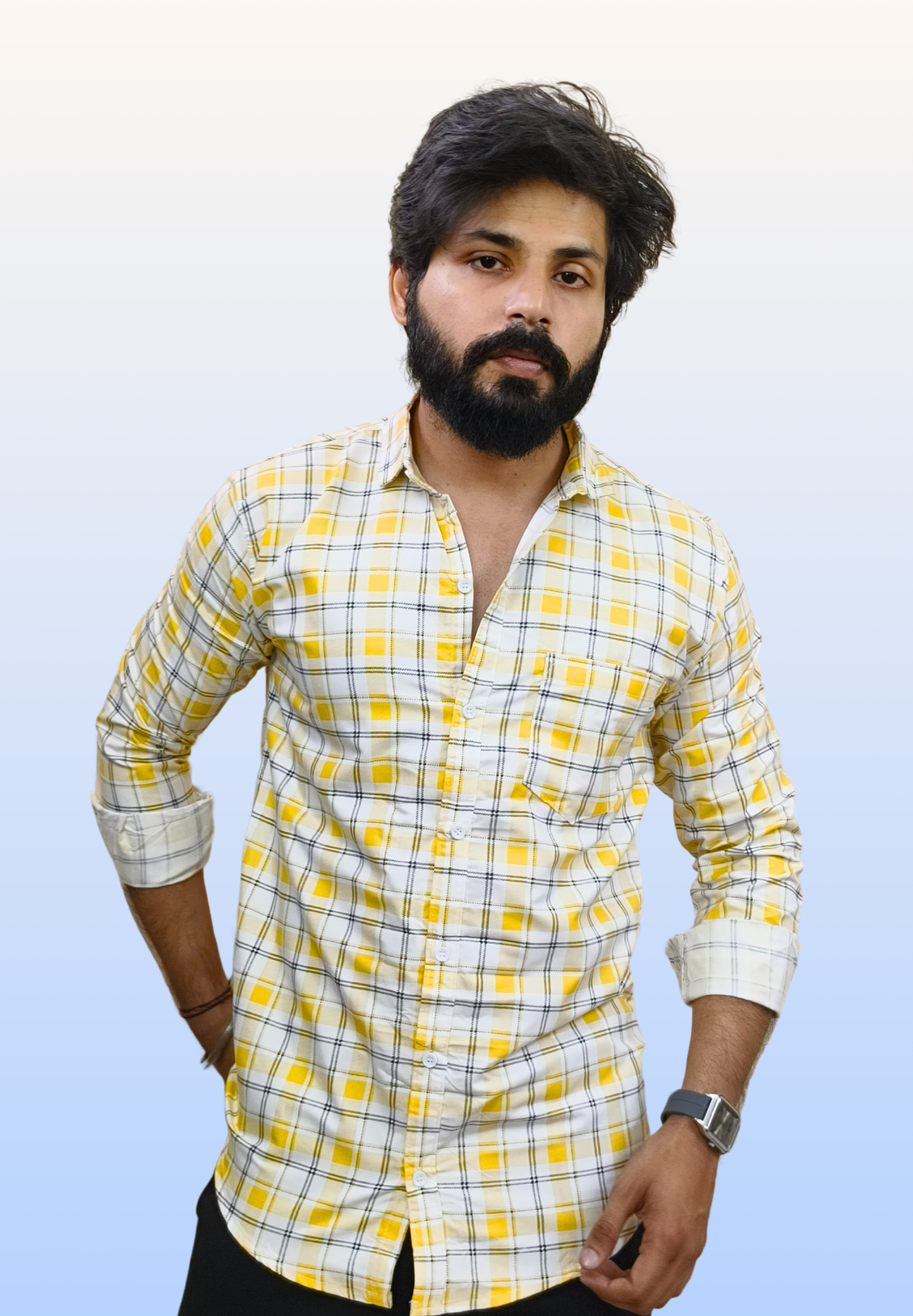 Men's Yellow Check Shirt