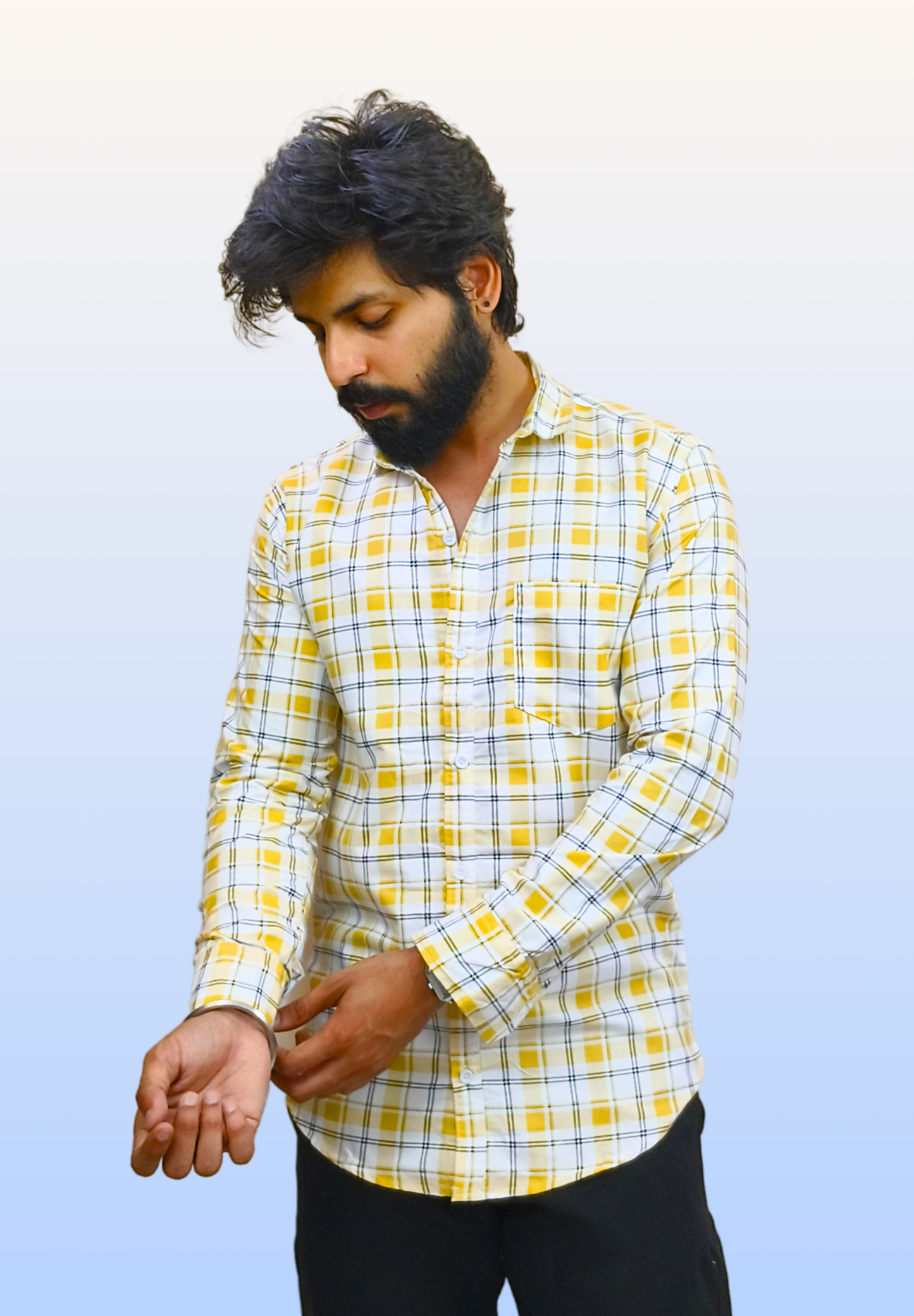 Men's Yellow Check Shirt