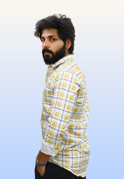Men's Yellow Check Shirt