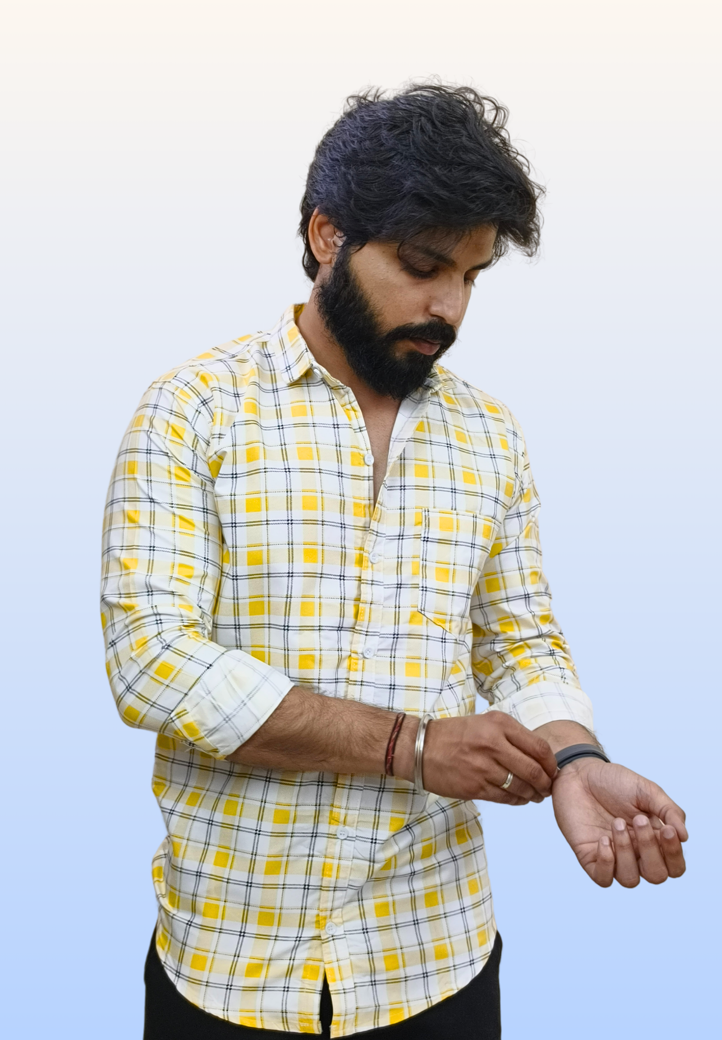 Men's Yellow Check Shirt