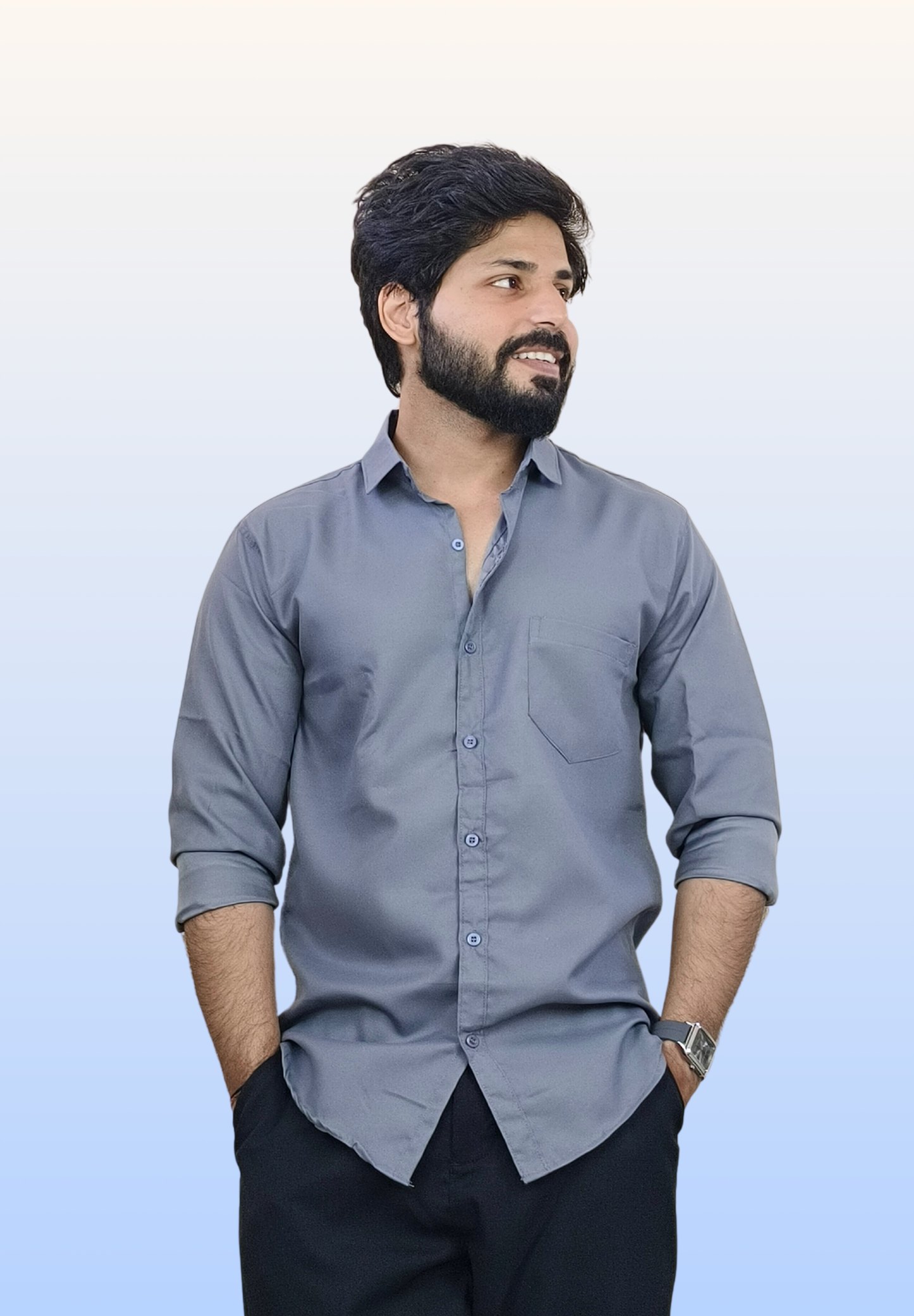 Men's Chromatic Gray Cotton Shirt