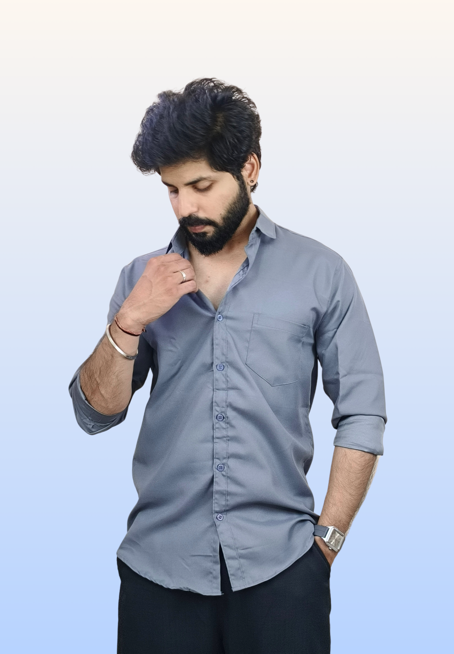 Men's Chromatic Gray Cotton Shirt