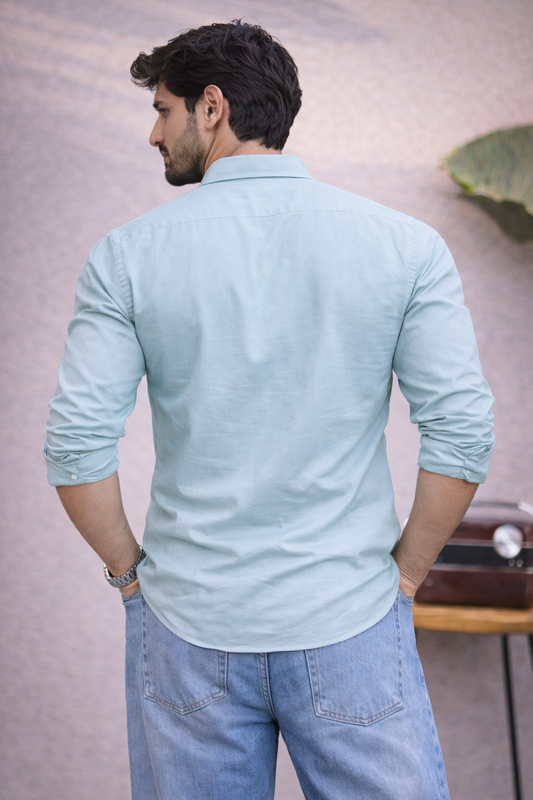 Men's Aqua Teal Cotton Shirt