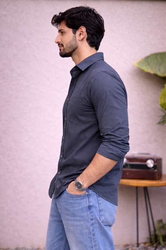Men's Chromatic Gray Cotton Shirt