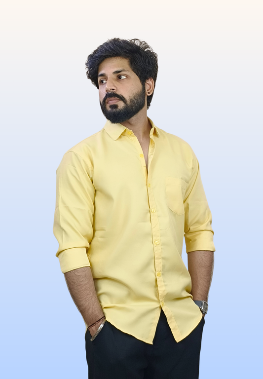Men's Butter Yellow Cotton Shirt