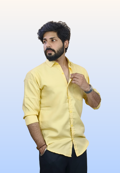 Men's Butter Yellow Cotton Shirt