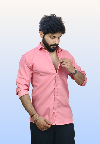 Men's Royal Pink Cotton Shirt