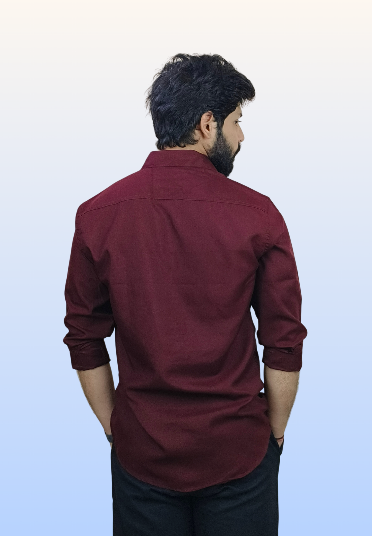 Men's Solid Maroon Cotton Shirt