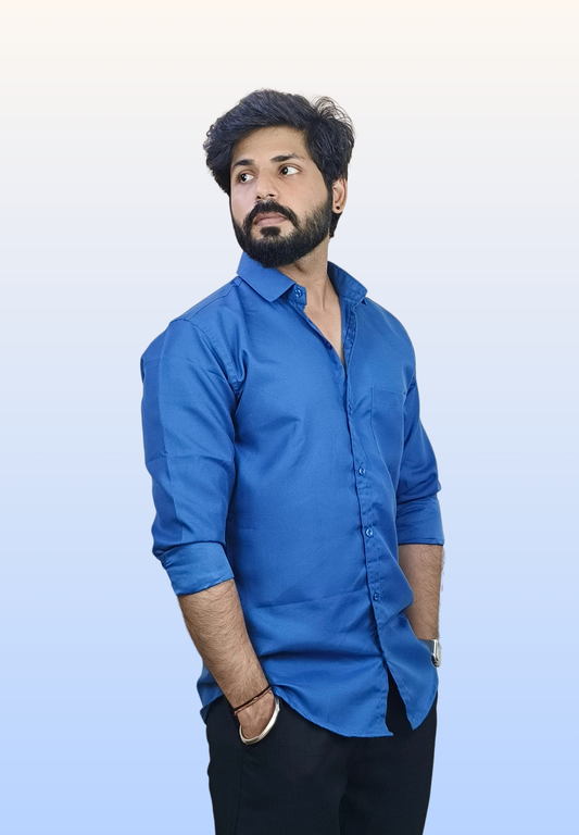 Men's Deep Blue Cotton Shirt