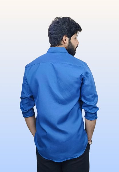 Men's Deep Blue Cotton Shirt
