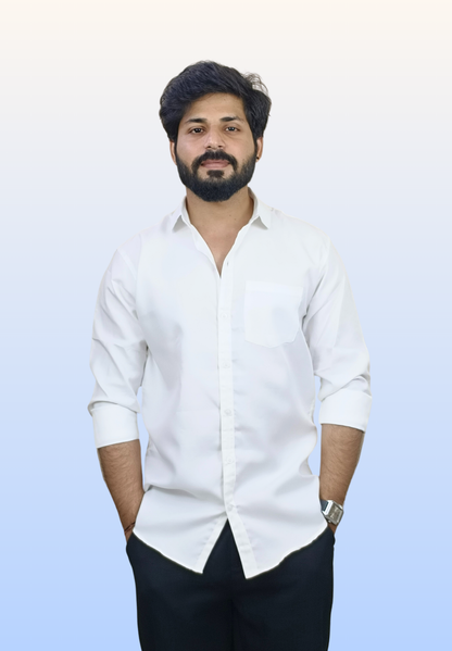 Men's Plain White Cotton Shirt