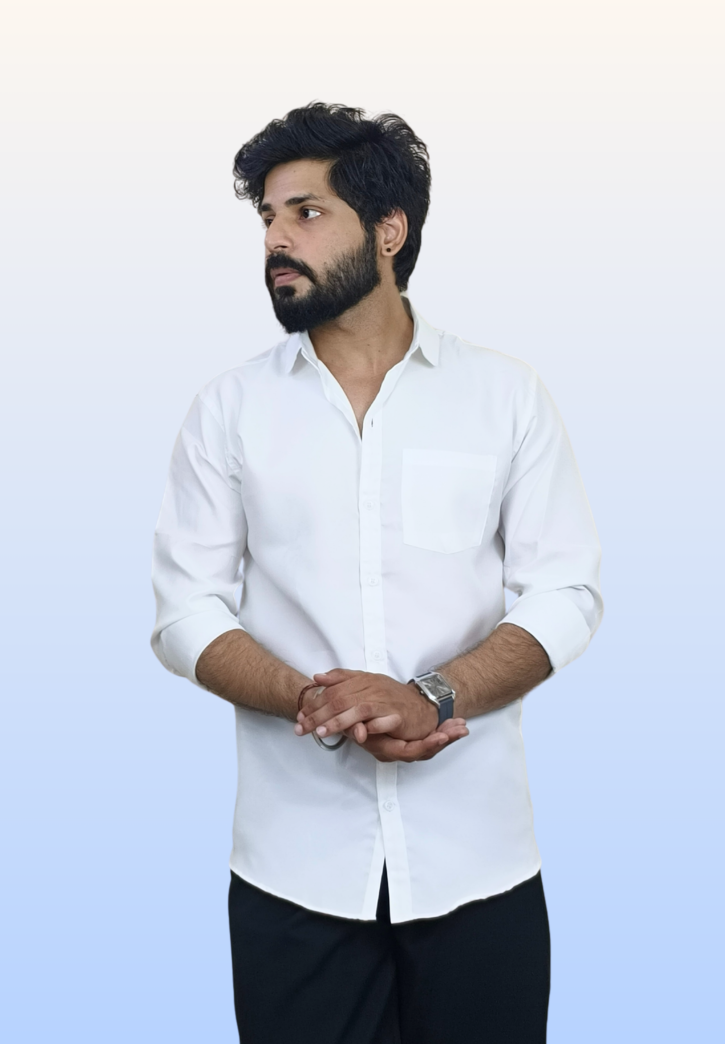 Men's Plain White Cotton Shirt