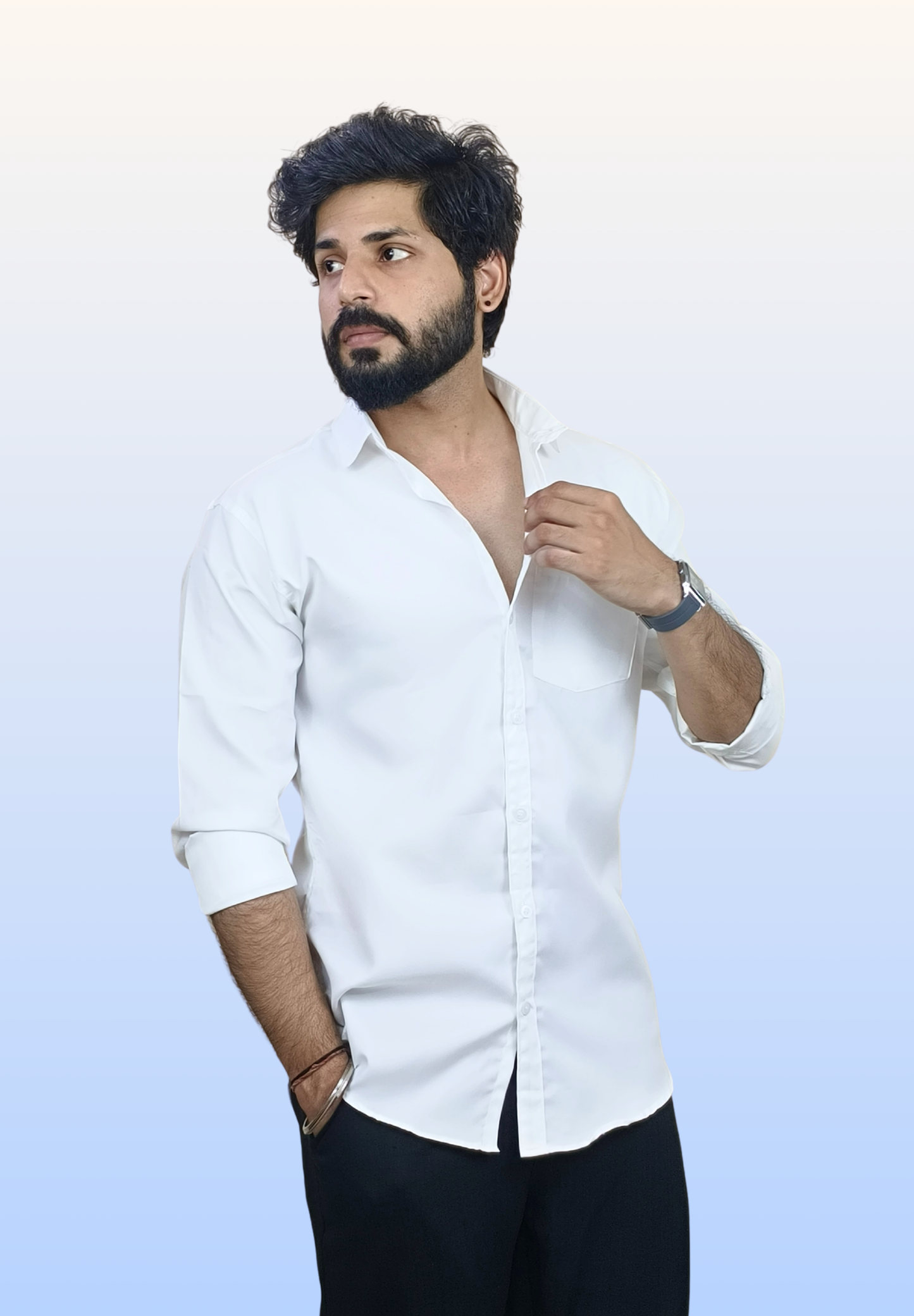 Men's Plain White Cotton Shirt