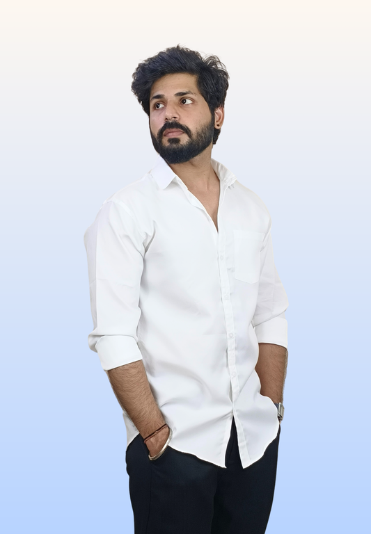 Men's Plain White Cotton Shirt