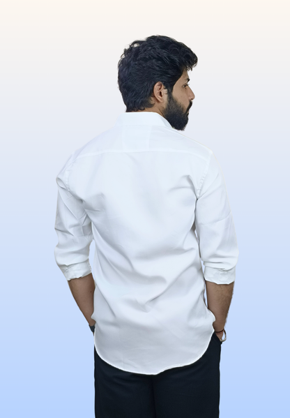 Men's Plain White Cotton Shirt