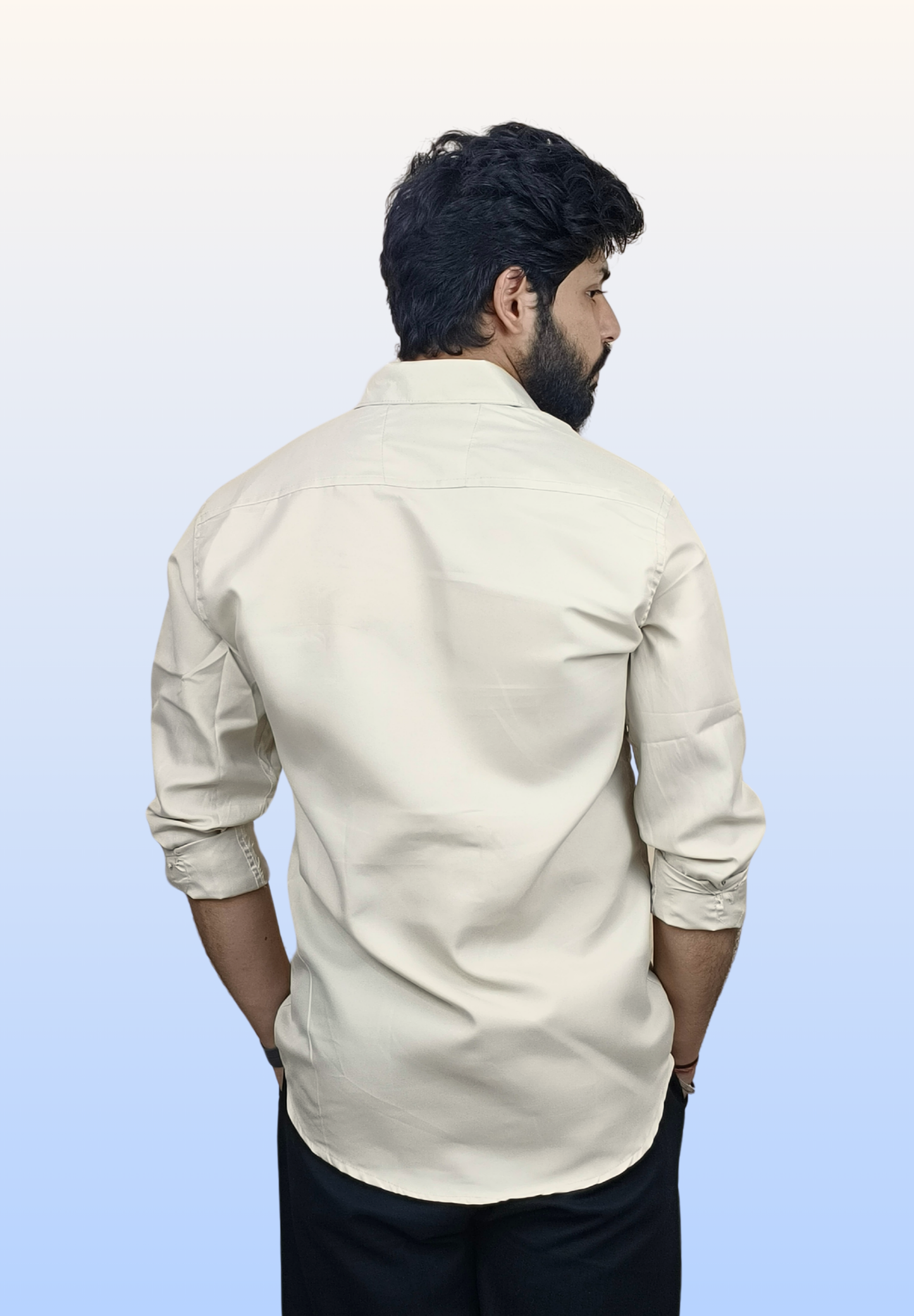 Men's Beige Cotton Shirt