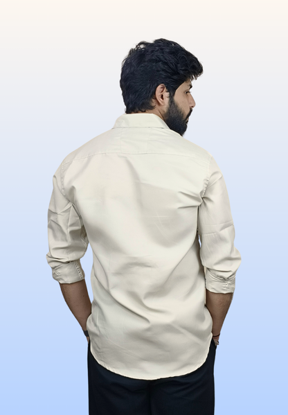 Men's Beige Cotton Shirt
