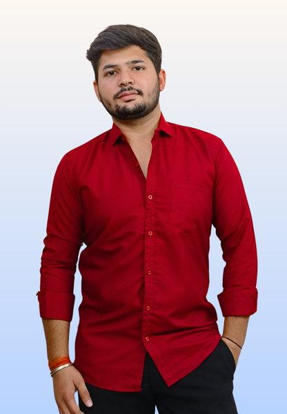 Men’s Bold Red Cotton Shirt