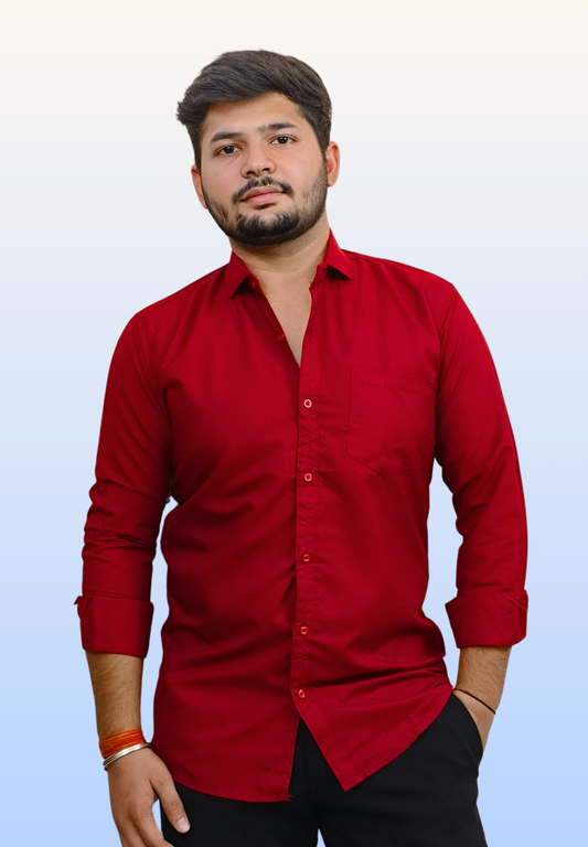 Men’s Bold Red Cotton Shirt
