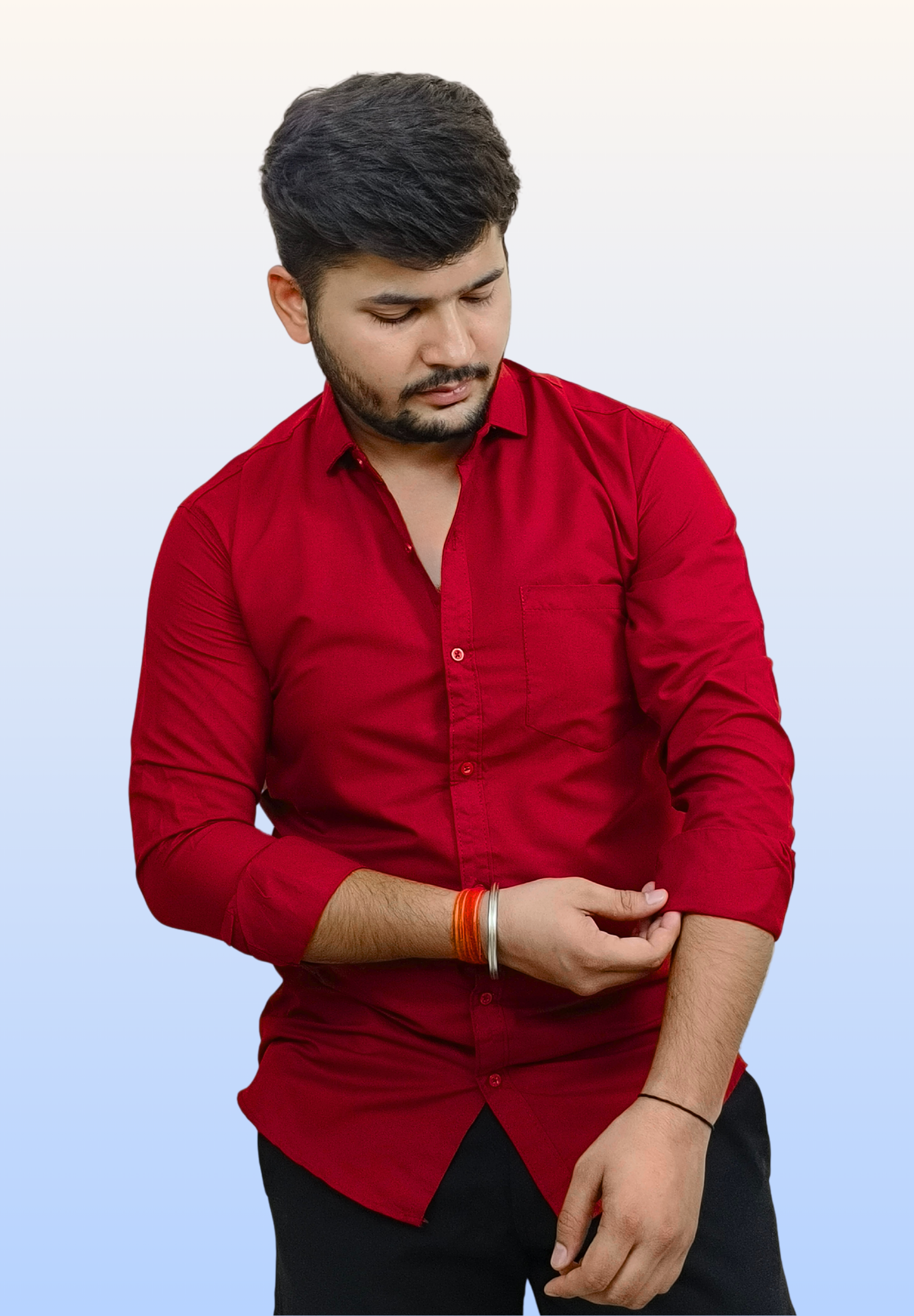 Men’s Bold Red Cotton Shirt