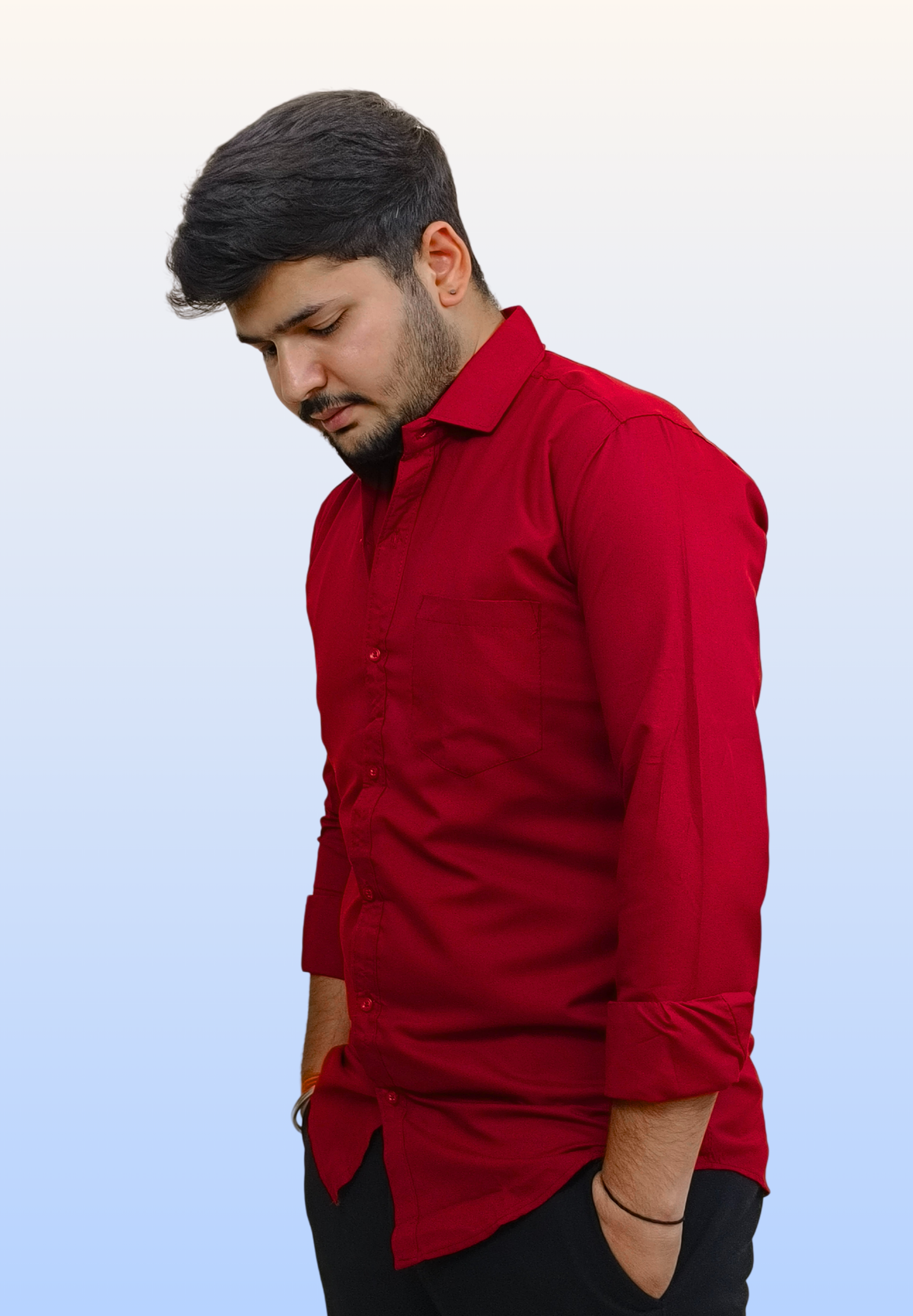 Men’s Bold Red Cotton Shirt