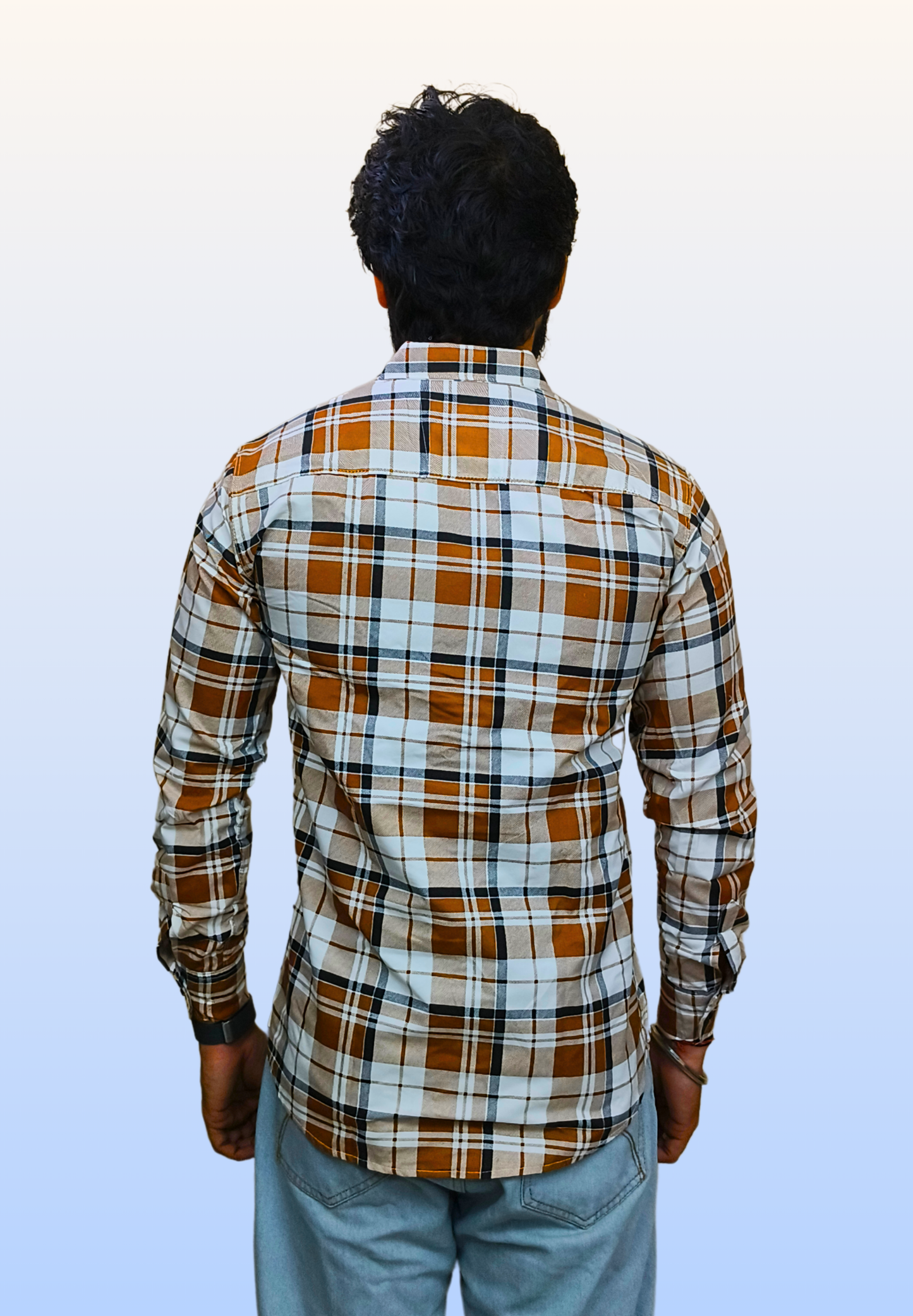 Men's Orange Check Shirt