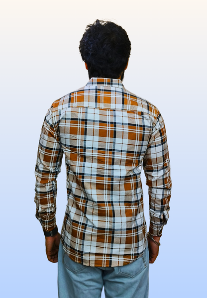 Men's Orange Check Shirt