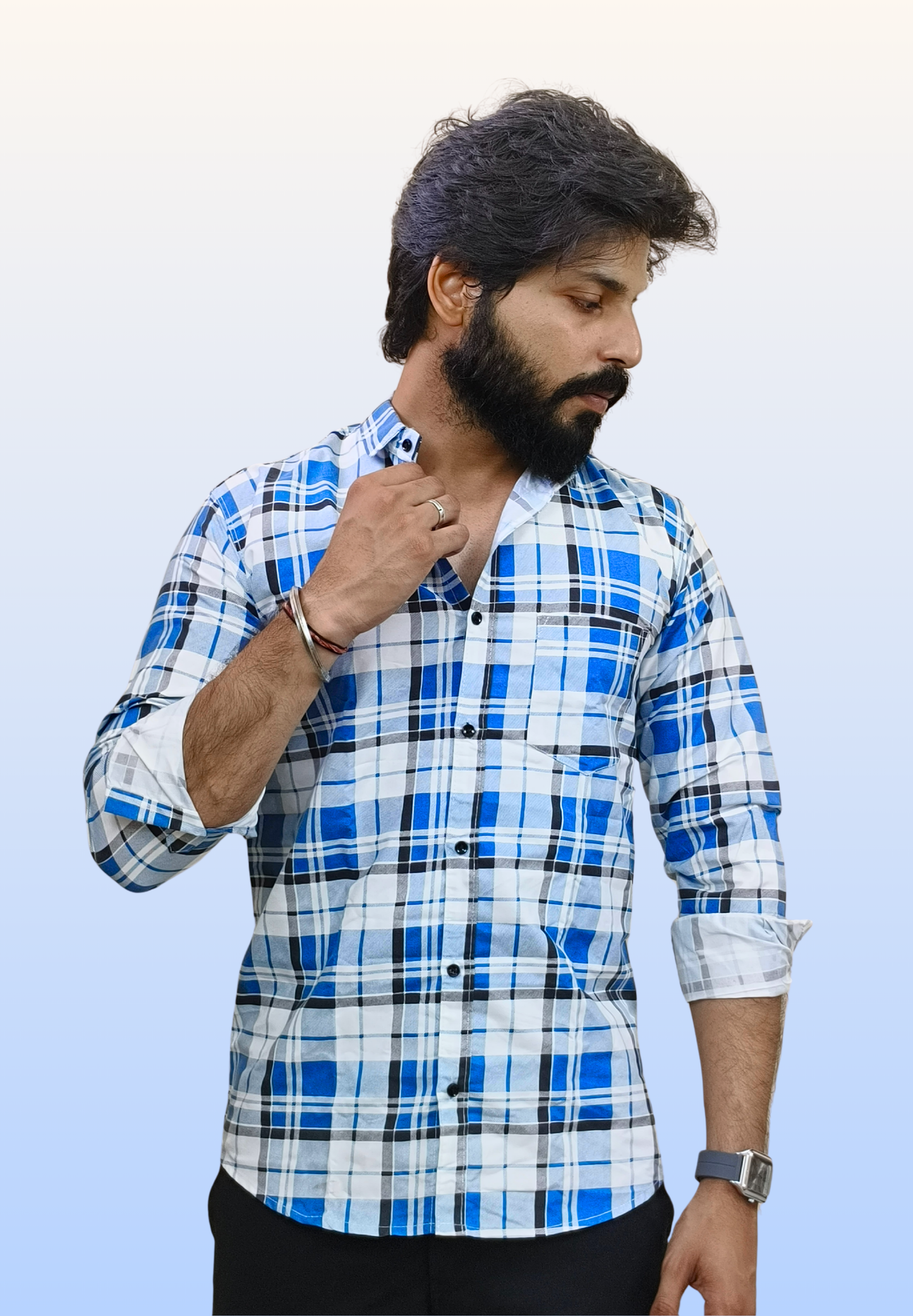 Men's Mix Blue Check Shirt