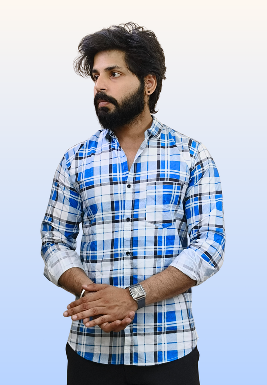 Men's Mix Blue Check Shirt
