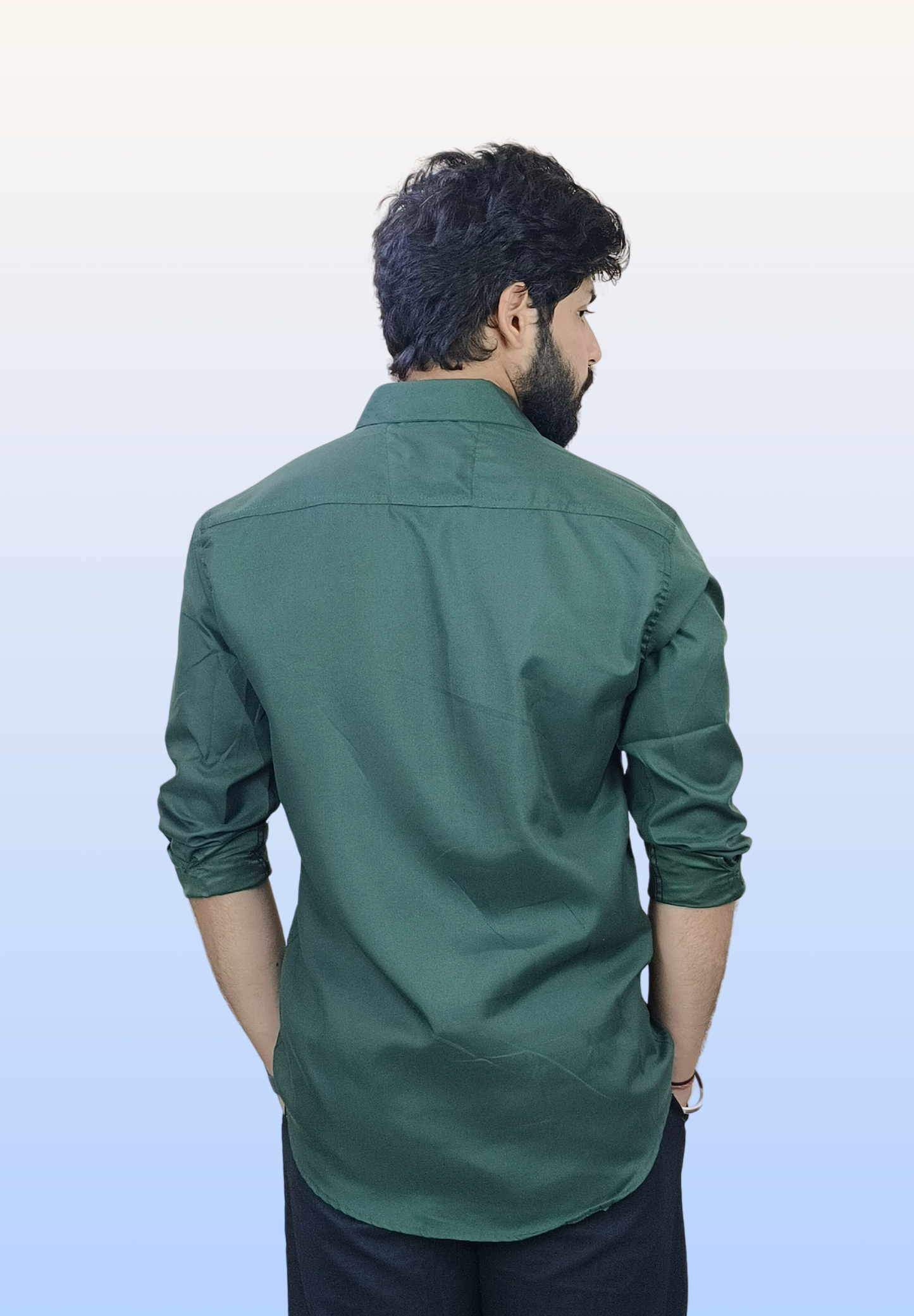 Men's Dark Green Cotton Shirt